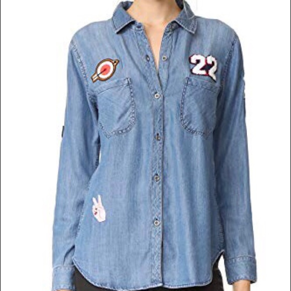 Rails button down shirt with patches